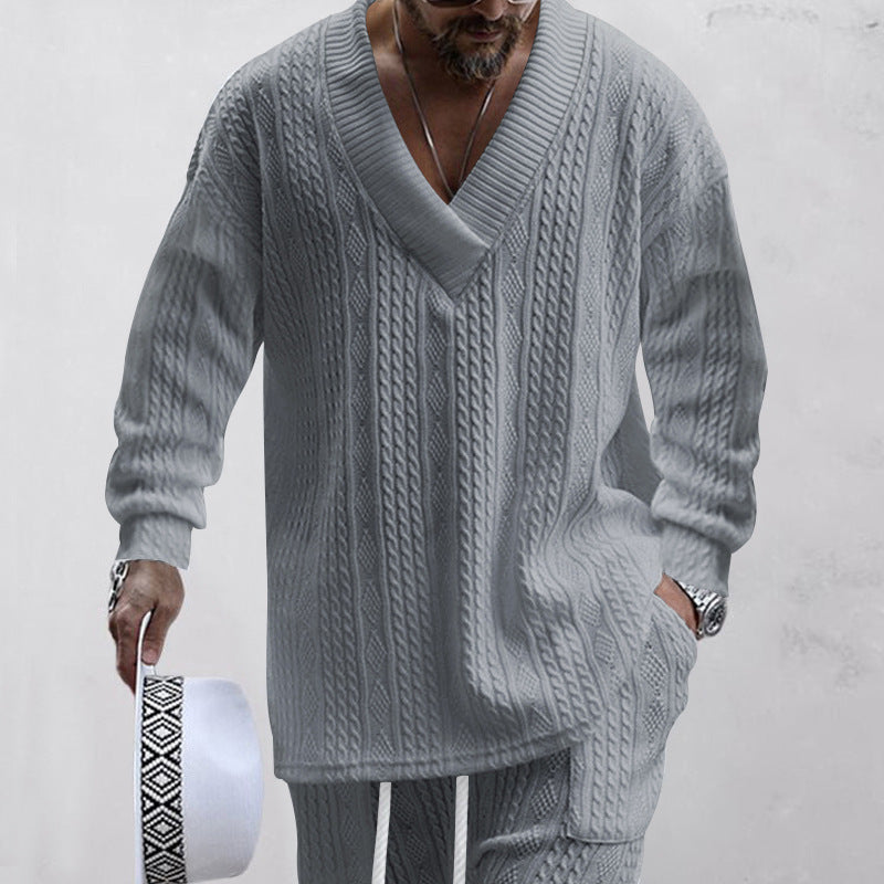 Vicente - Stylowy zestaw bluza i spodnie z dekoltem w szpic