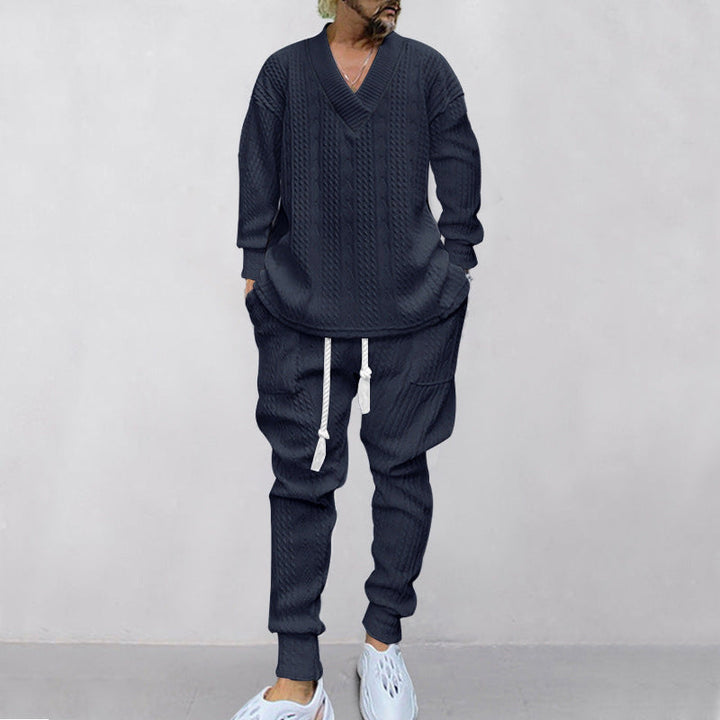 Vicente - Stylowy zestaw bluza i spodnie z dekoltem w szpic